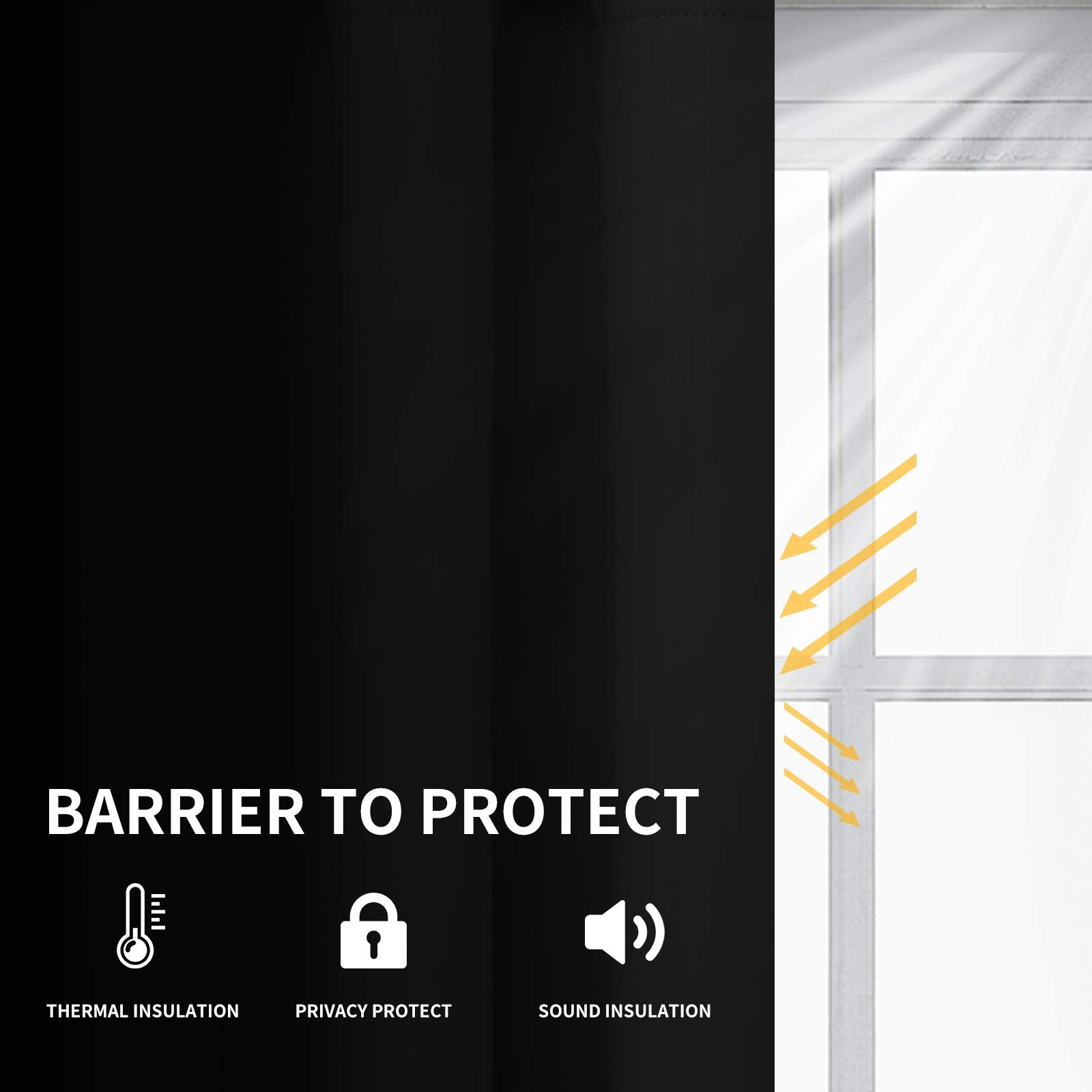 Easy-Going Blackout Curtains For Bedroom, Solid Thermal Insulated Grommet And Noise Reduction Window Drapes, Room Darkening Curtains For Living Room, 2 Panels (52X46 In,Black)