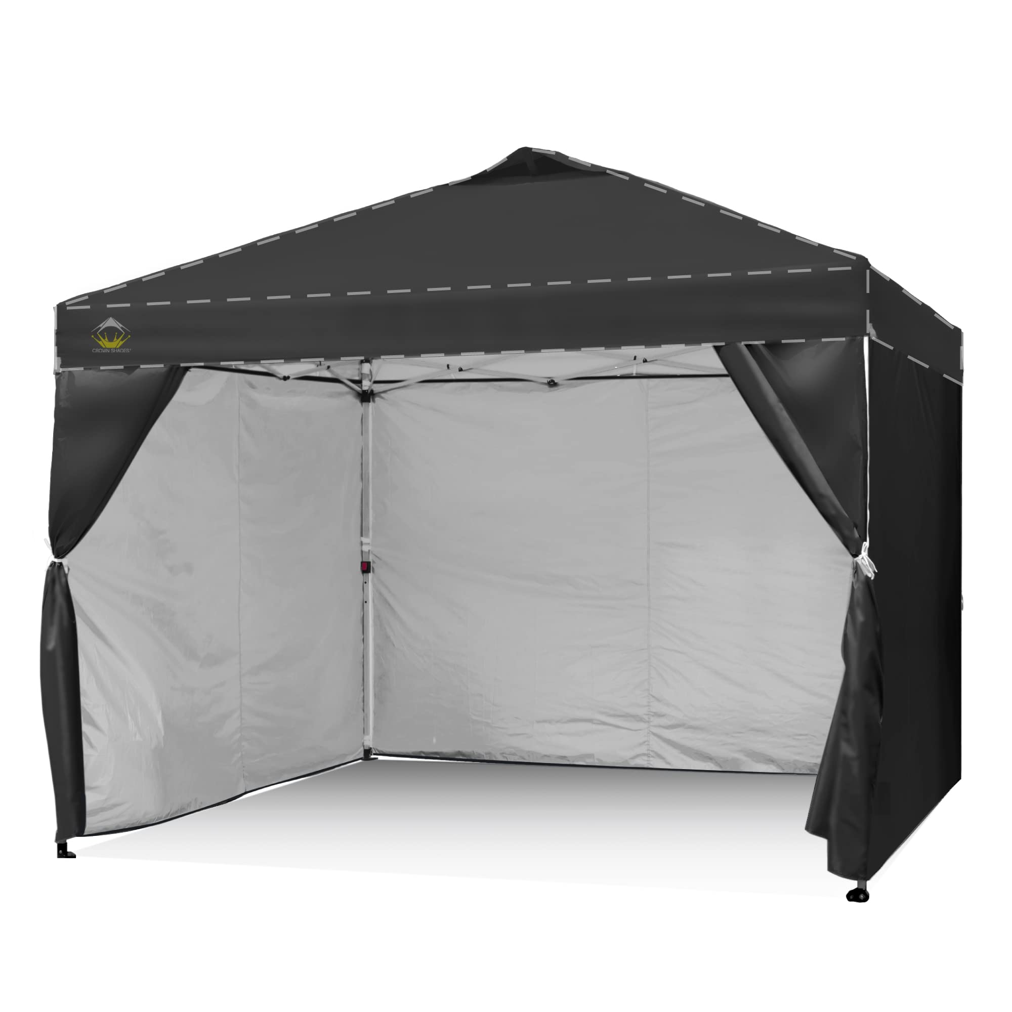 Crown Shades Sunwall Silver Coated For 10X10 Pop Up Canopy Tent, Sidewalls Only With Silver Coating (4 Packs, Black)