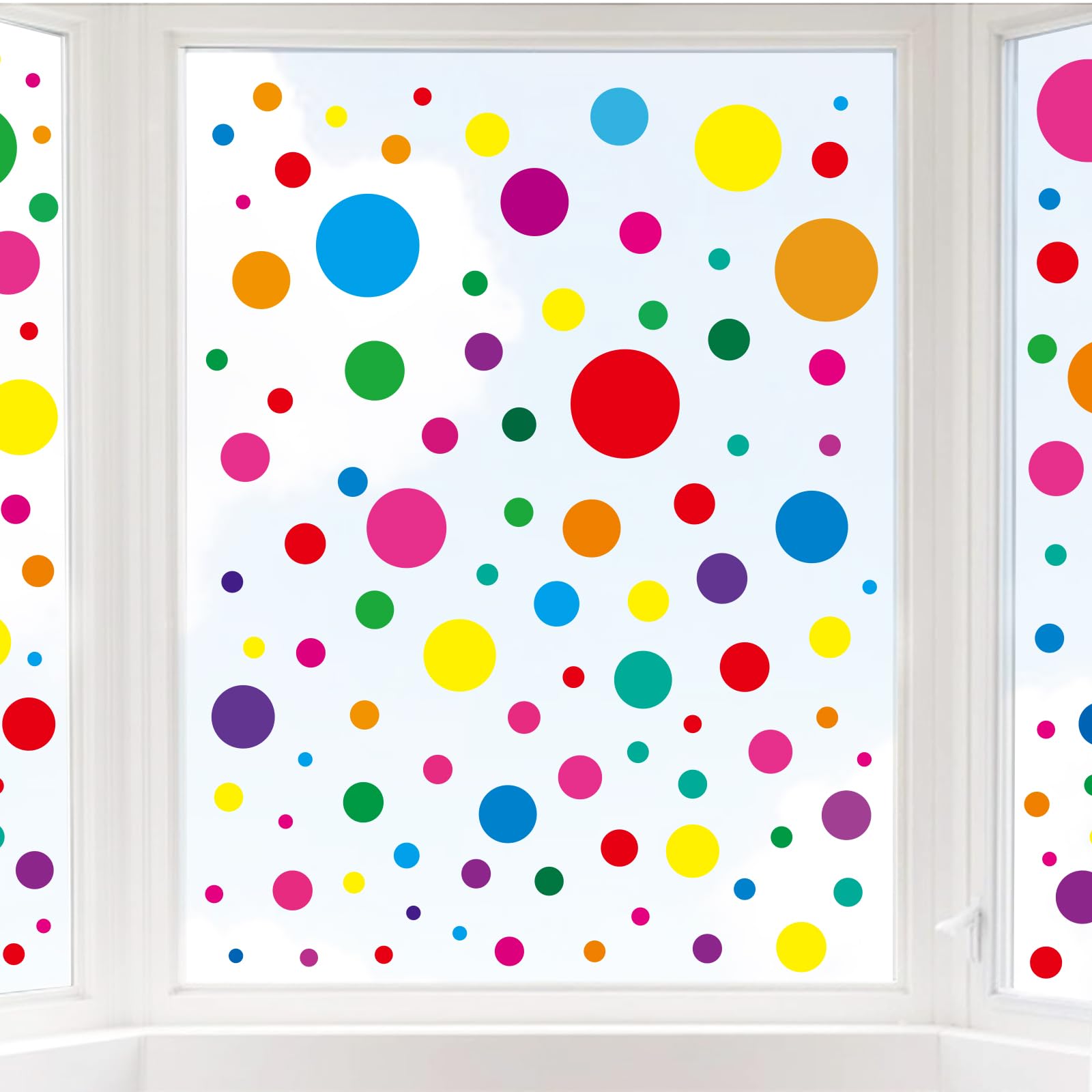 Whaline 194Pcs Back to School Window Clings Colorful Polka Dots Window Decals Double-Sided Large and Small Round Polka Dot Windo