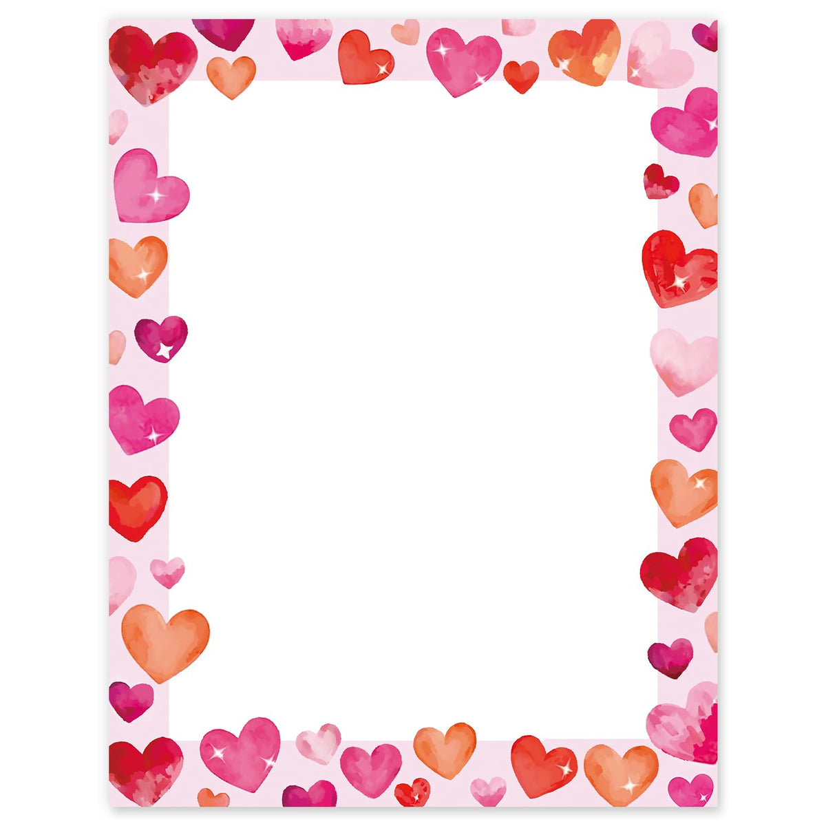 Anydesign 60 Sheets Valentine'S Day Stationery Letterhead Paper Watercolor Love Heart Border Letter Writing Paper For Wedding No