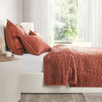 Kosas Home Dimitry 92" Velvet and Cotton Sateen Queen Quilt in Terracotta Orange