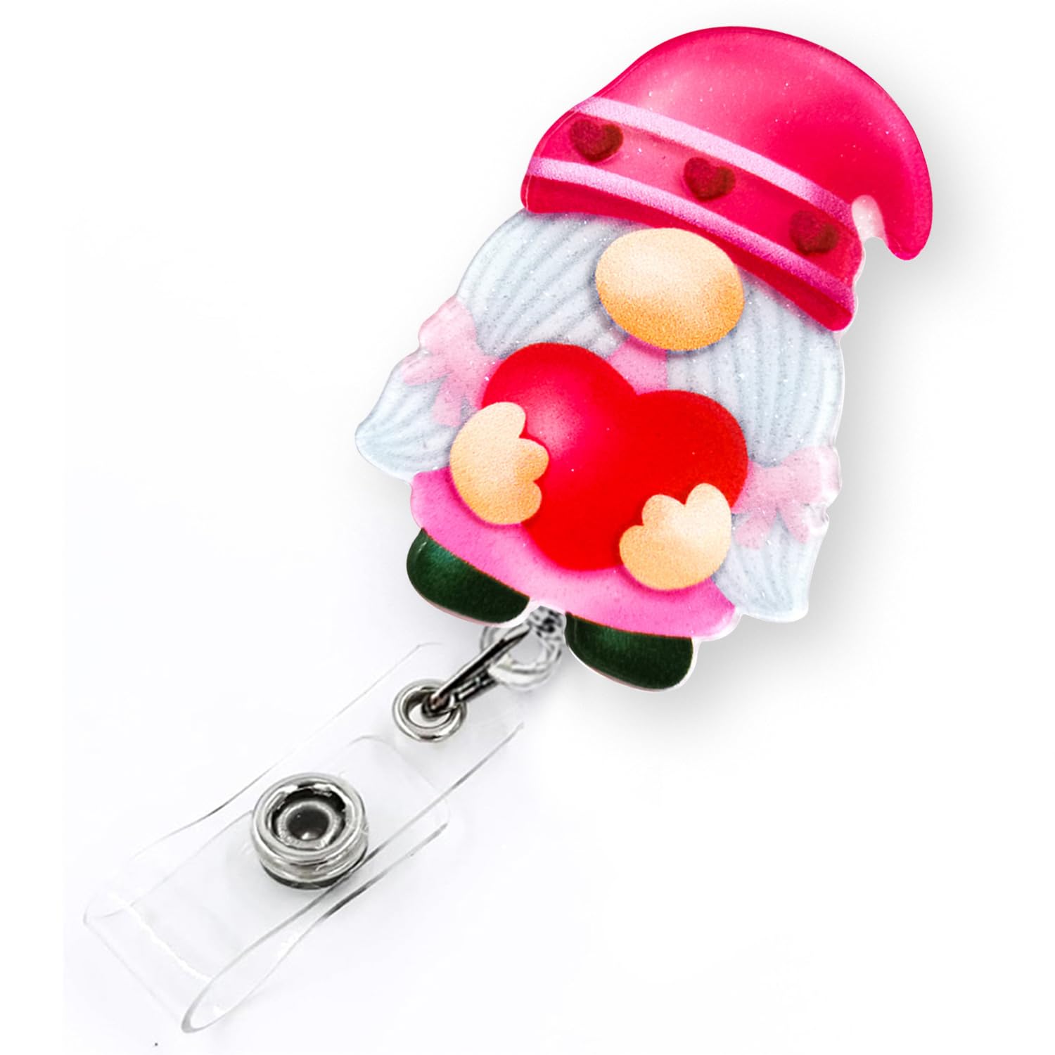 Valentine'S Day Gnome With Heart Badge Reel Retractable For Nurse Nursing Rn Medical Worker & Teacher | Cute Nurse Gifts Valenti