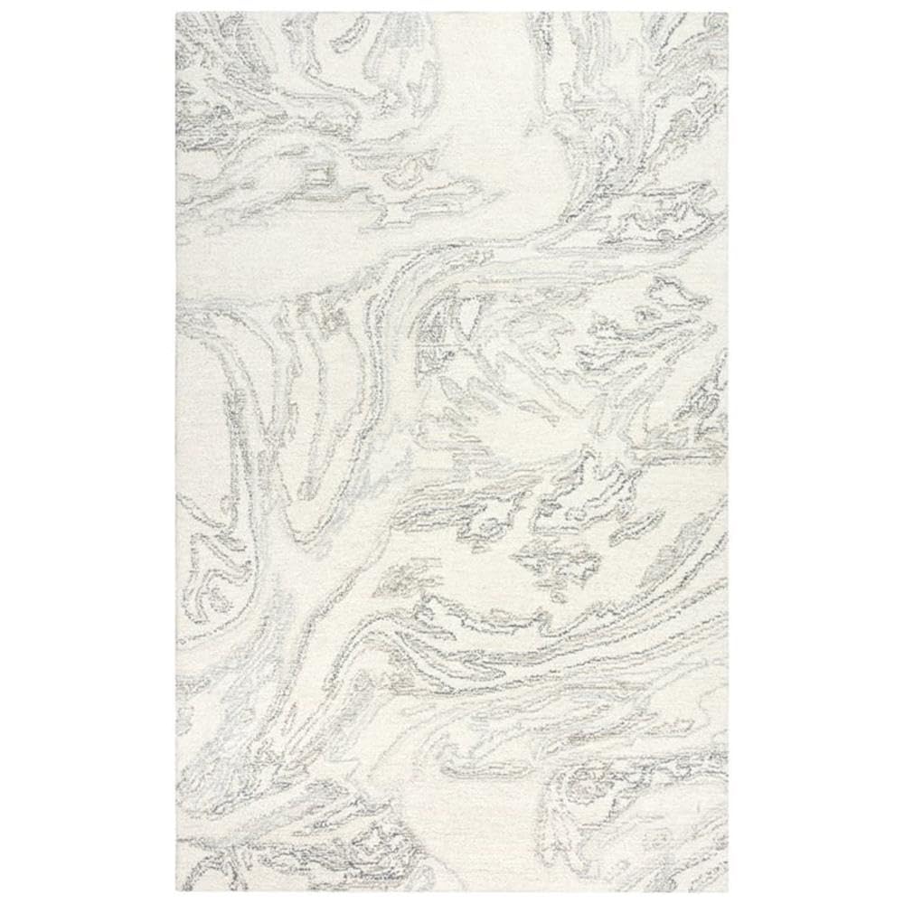 Peace 5' X 7'6" Abstract Ivory/Grey/White Hand-Tufted Area Rug