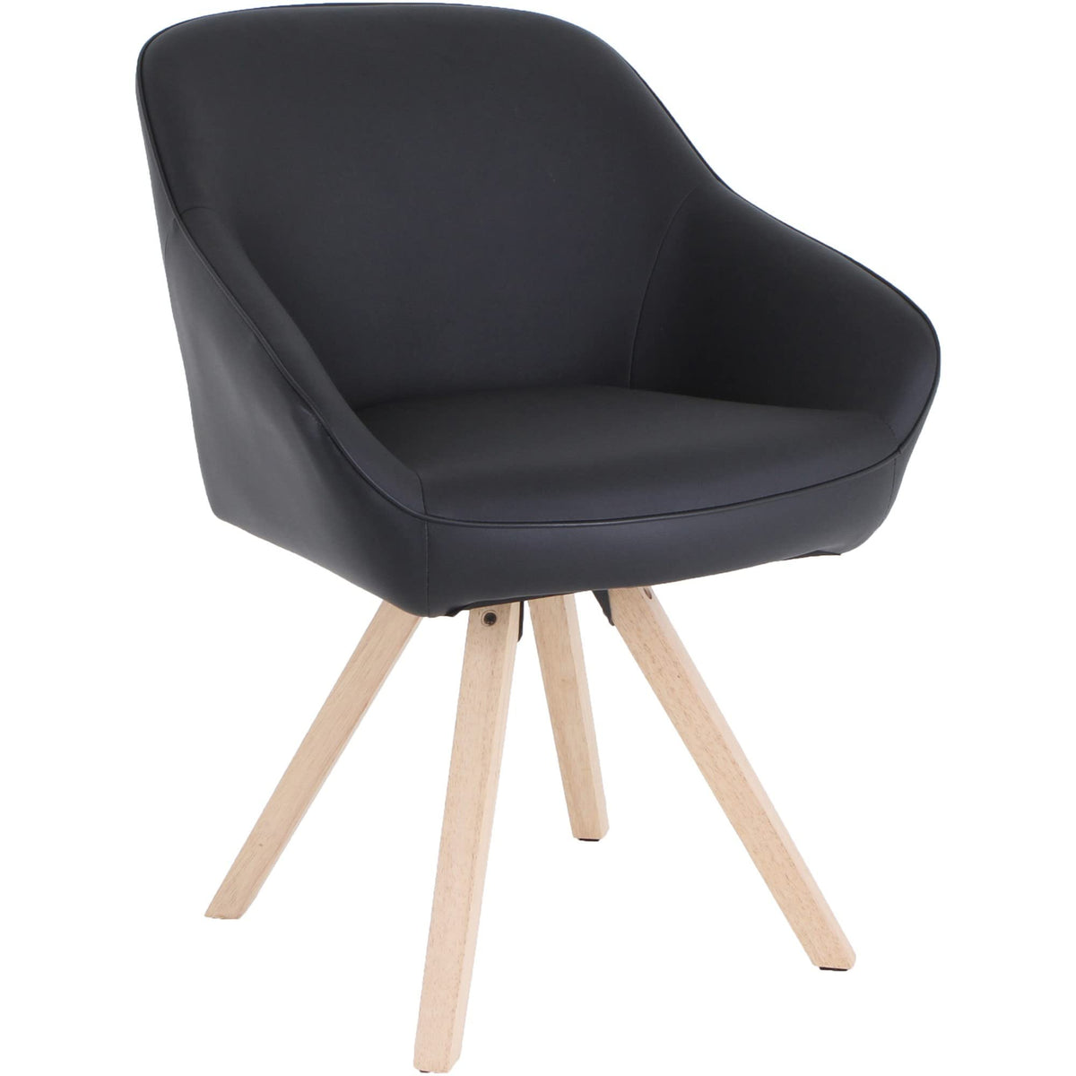 Lorell, LLR68564, Natural Wood Legs Modern Guest Chair, Black