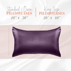 Elegant Comfort Silky And Luxurious 2-Piece Satin Pillowcase Set For Healthier Skin And Hair, Hidden Zipper Closure And Beautifully Packaged, Satin Pillowcase Set, King, Purple