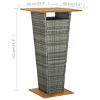 vidaXL 5-Piece Patio Bar Set in Gray - Weather-Resistant PE Rattan and Powder-Coated Steel Frame with Acacia Wood Tabletop - Easy to Assemble