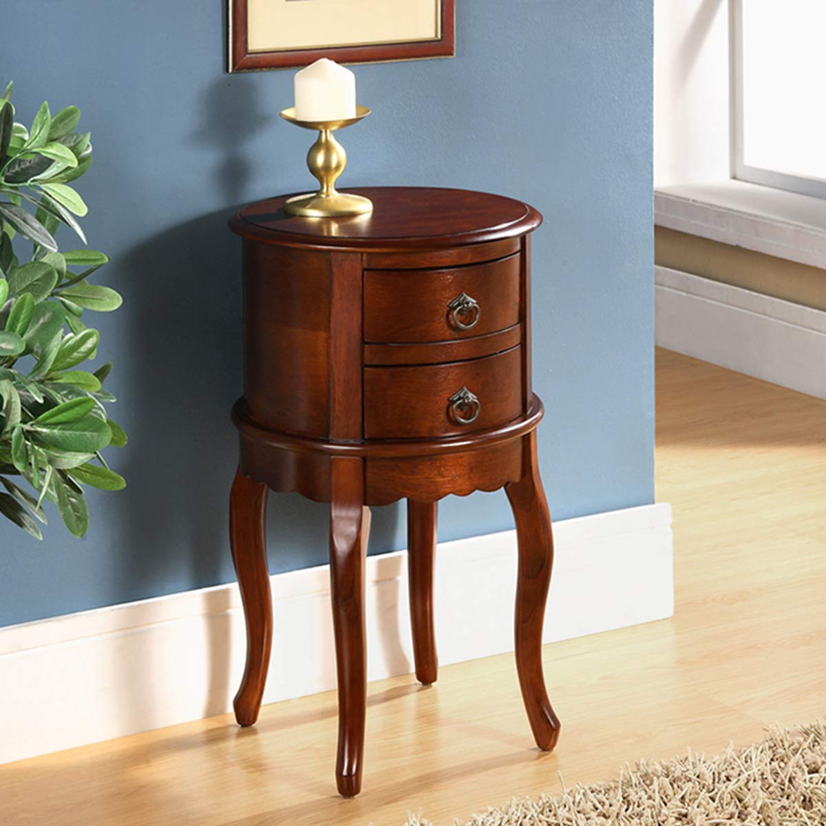 All Things Cedar Classic Accents DS009 Twin Drawer Round Hall Table - Thumbnail 2