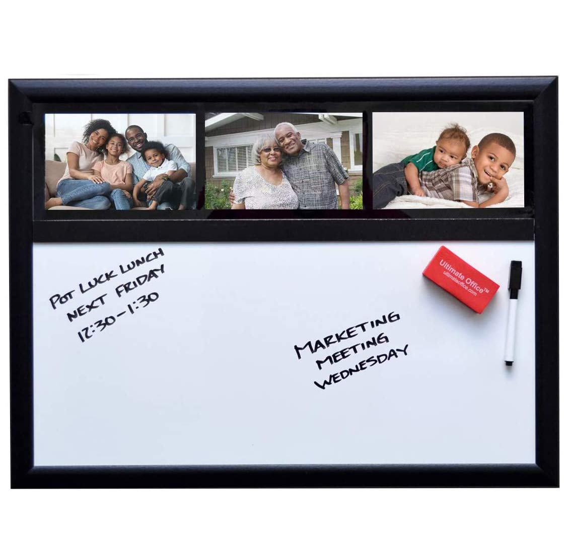 Ultimate Office Magnetic Whiteboard 24 X 18 Memo Board Plus, 3 Photo Frames, Marker & Magnetic Eraser. Organize And Display Phot