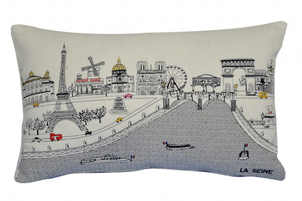 HomeRoots Cream 24' White Paris Daylight Skyline Lumbar Decorative Pillow