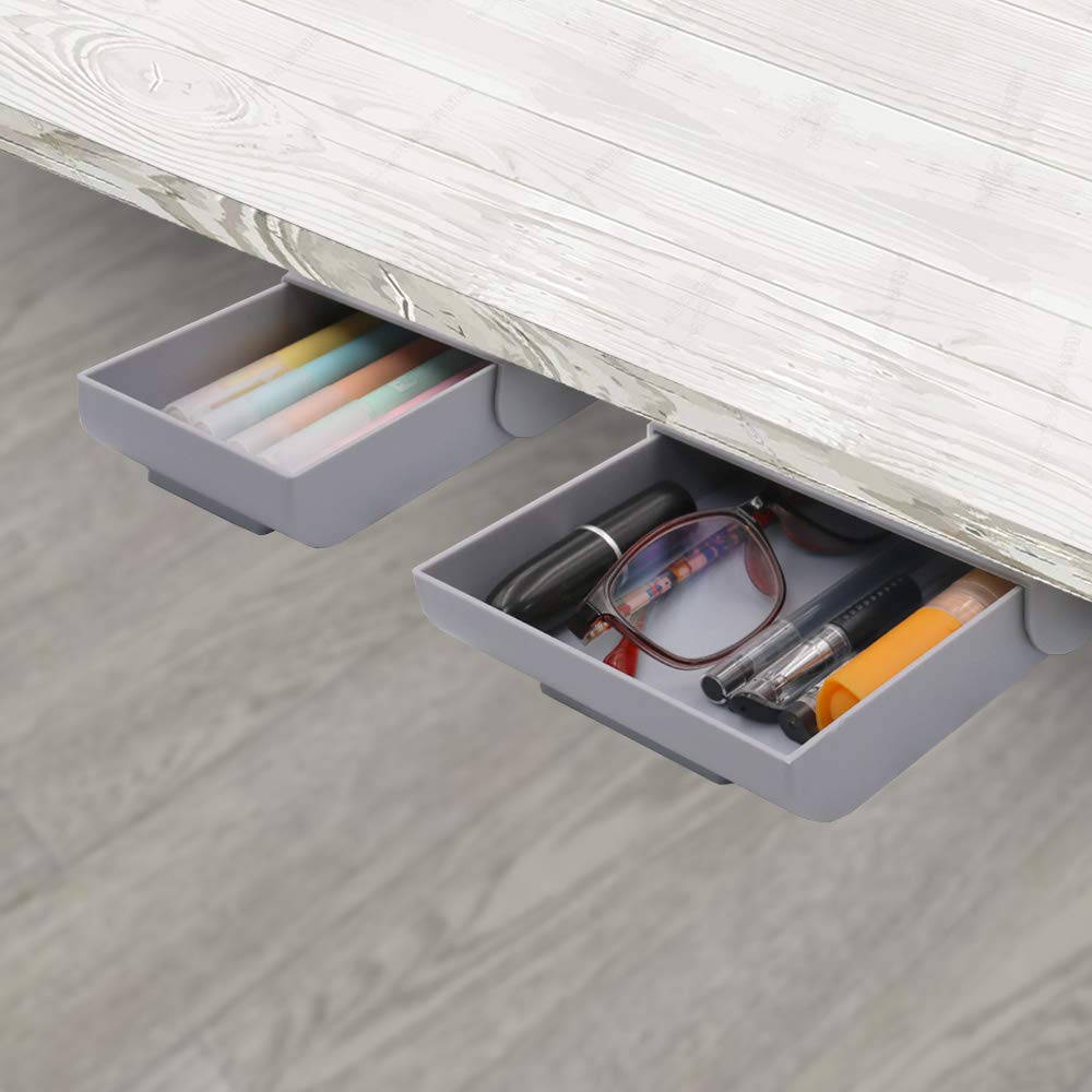 Desk Drawer Attachment 2 Pack Pencil Organizer Desk Hidden Desk Organizer Under Desk Organizer Adhesive Pen Holder Desk Accessor