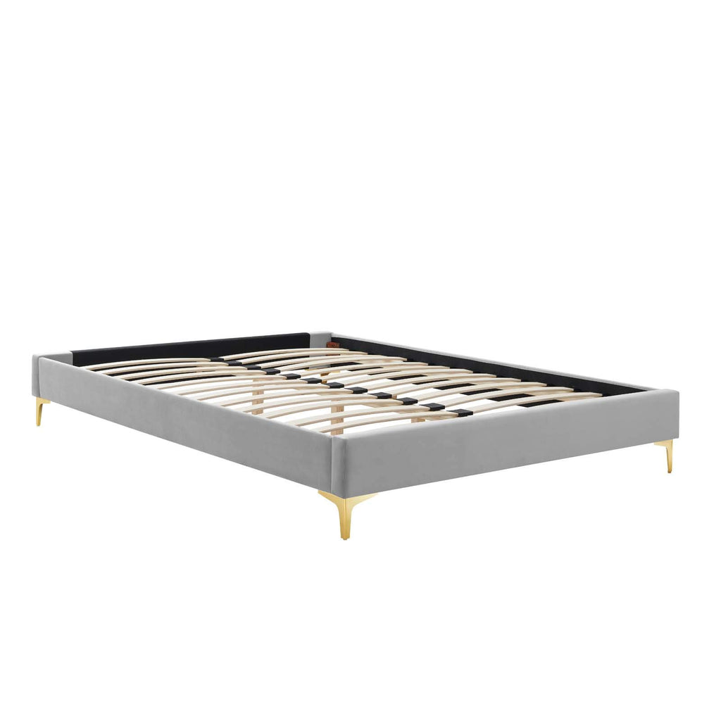 Modway Mod-6305-Lgr Sutton Twin Performance Velvet Bed Frame, Light Gray