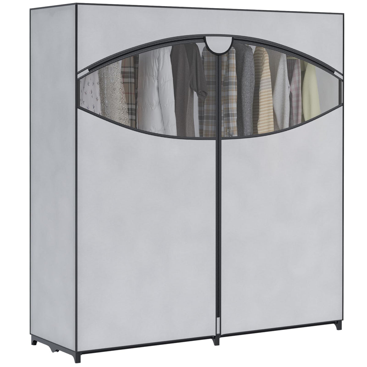 Whitmor ExtraWide Portable Clothes Closet, 60 Wide Closet Organizers and Storage with Cover, Heavy Duty Metal Clothes Rack, St