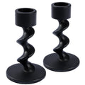 Aglary 2PCS Sprial Black Taper Candle Holders, Matte Iron Candlestick Holders Centerpieces for Home Decoration, Wedding Annivers
