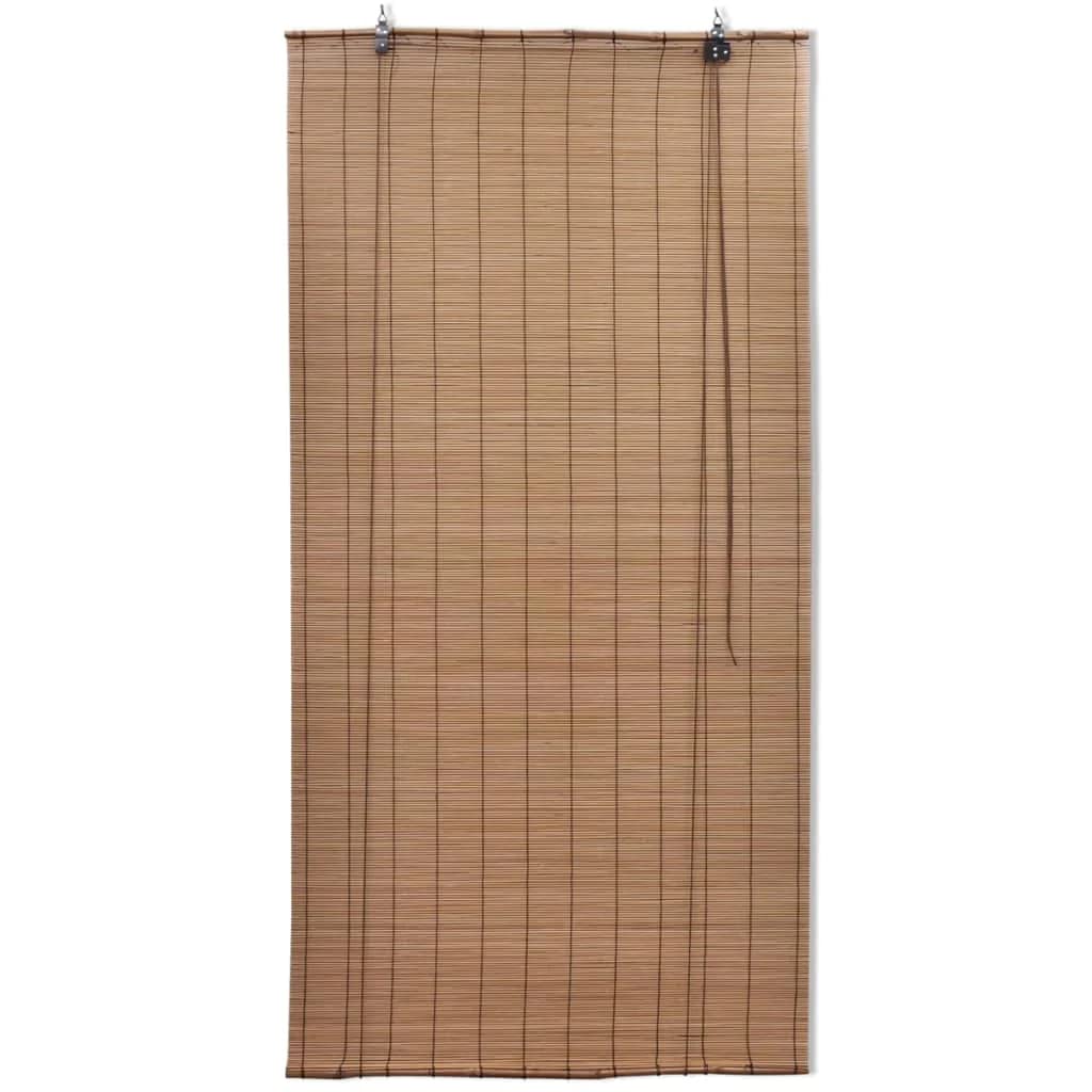 vidaXL 2X Bamboo Roller Blinds Blackout Sunshade Curtain Privacy Sun Screen Protection Home Bedroom Office Window Treatments Light Filtering Brown