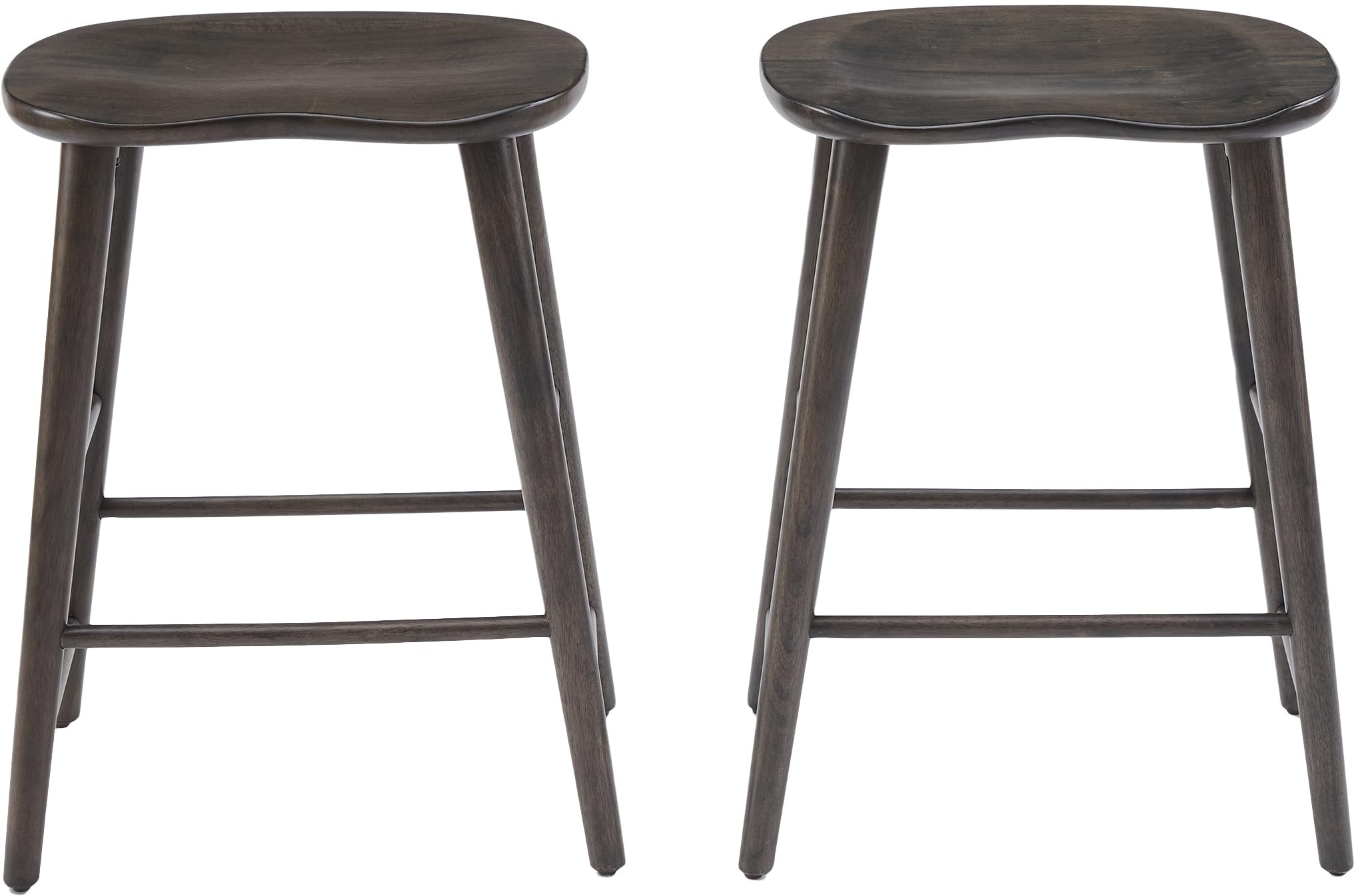 Crosley Furniture Maddox Solid Wood Counter Height Bar Stools Set of 2 for Kitchen Island, Tractor Seat, Slate