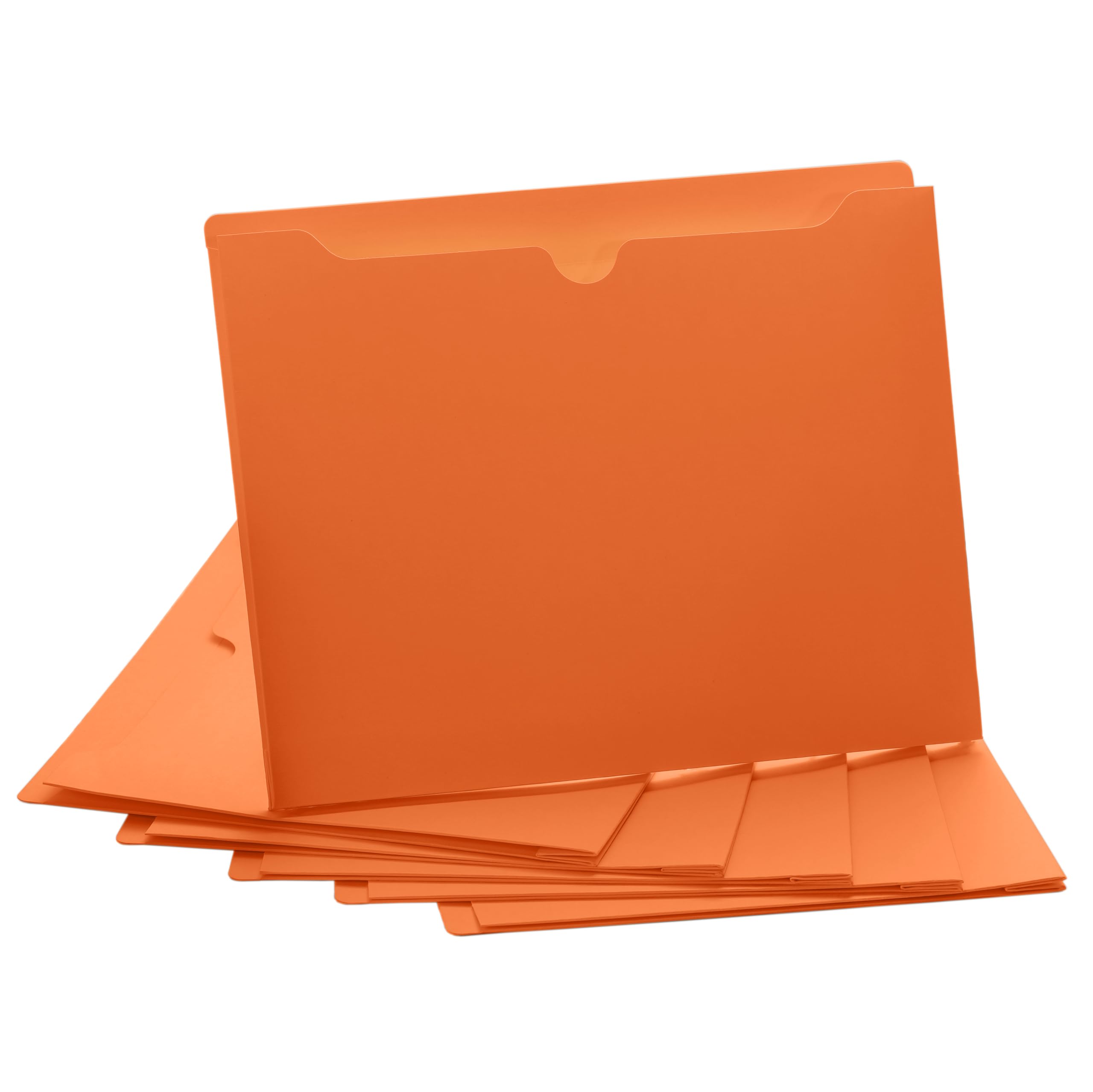 Orange File Jackets, 2 Inch Expansion, Letter Size, Reinforced Straight-Cut Tab, 6 Pack