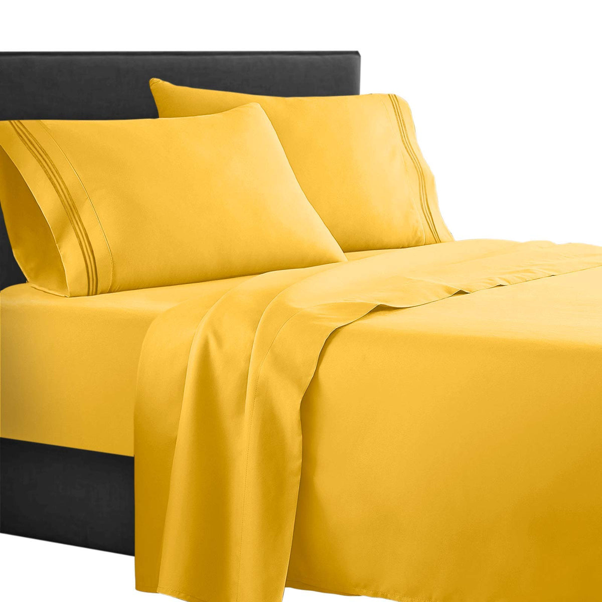Clara Clark  Supreme 1500 Collection 4Pc Bed Sheet Set - Queen Size, Yellow