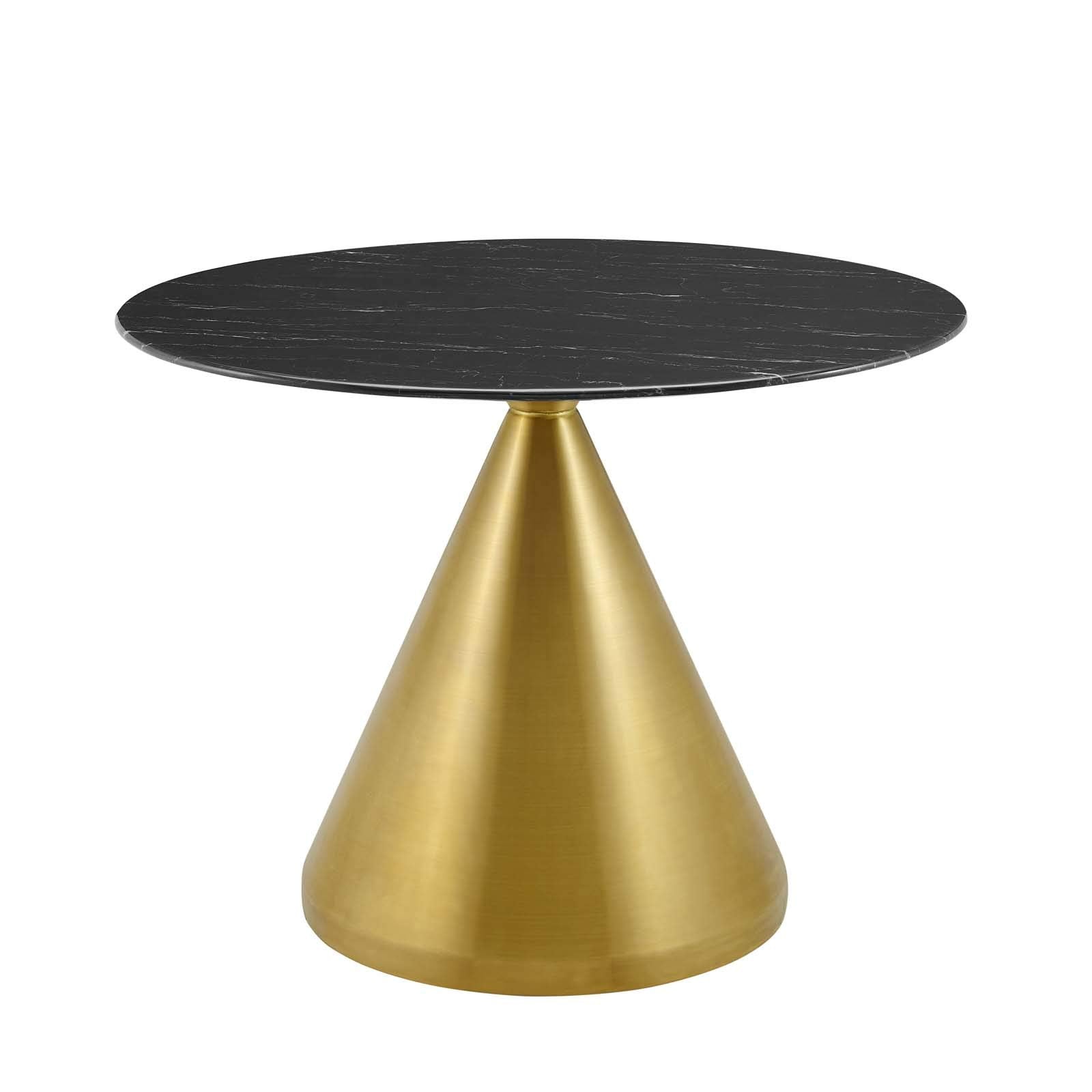 Modway Tupelo Round Artificial Marble 40&quot; Dining Table in Gold Black