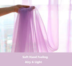 Pi Sheer Curtains,Valance Small Window Treatment Light Voile With Rod Pocket For Café/Kitchen/Bedroom/Living Room 2 Panels (W42Xl30,Violet Purple)