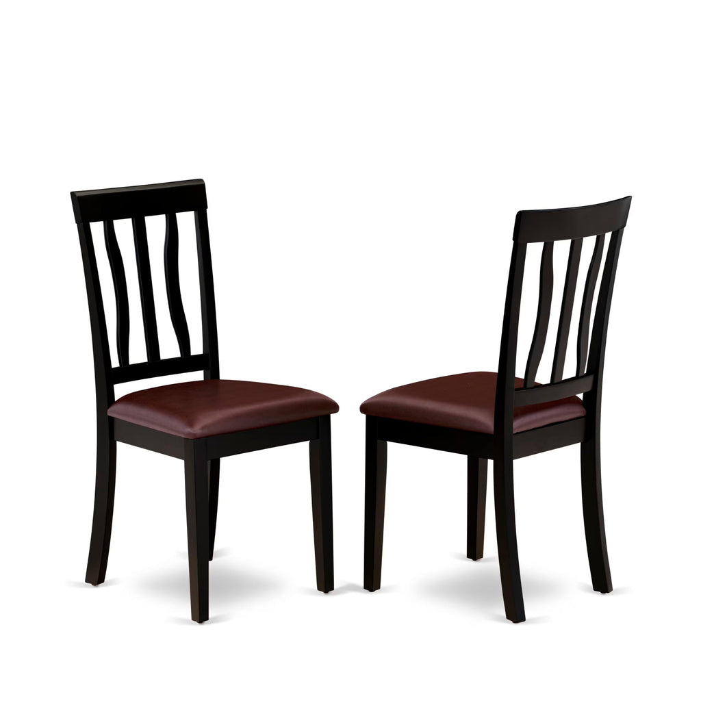 East West Furniture PLAN5-BCH-LC 5 Piece Dining Room Furniture Set Includes an Oval Kitchen Table with Butterfly Leaf and 4 Faux Leather Upholstered Dining Chairs, 42x78 Inch, Black & Cherry