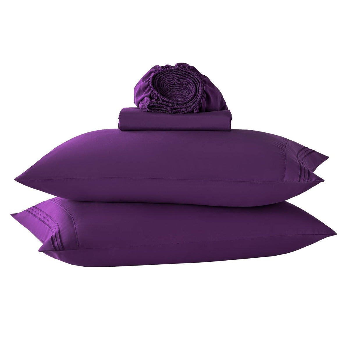 Dark Purple King Size Bed Sheets Set-Deep Pocket Bedding Sheets & Pillowcases-Hotel Luxury-Cooling Microfiber Bedsheets 4 Piece