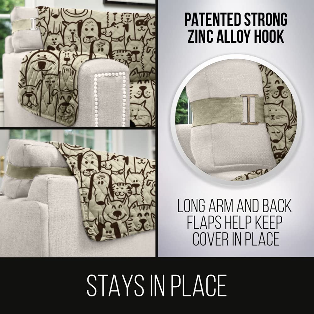 Sofa Shield Patented Couch Slip Cover, Large Cushion Protector, Reversible Stain And Dog Tear Resistant Slipcover, Quilted Microfiber 78” Seat, Washable Covers For Dogs Pets Kids, Dog Chocolate