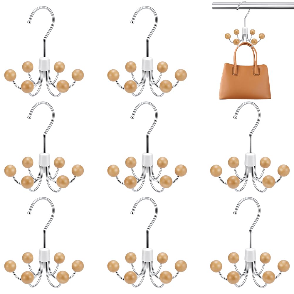 INTERWARM 8 Pack Hangers with 6 Cedar Balls, 360 Swivel Belt Organizer with U Shape Hook Scarf Hanger Closet Hooks Bra Hanger Ac