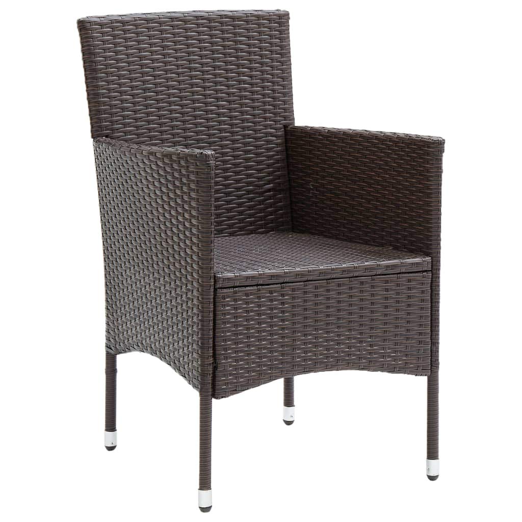 Patio Dining Chairs 4 pcs Poly Rattan Brown