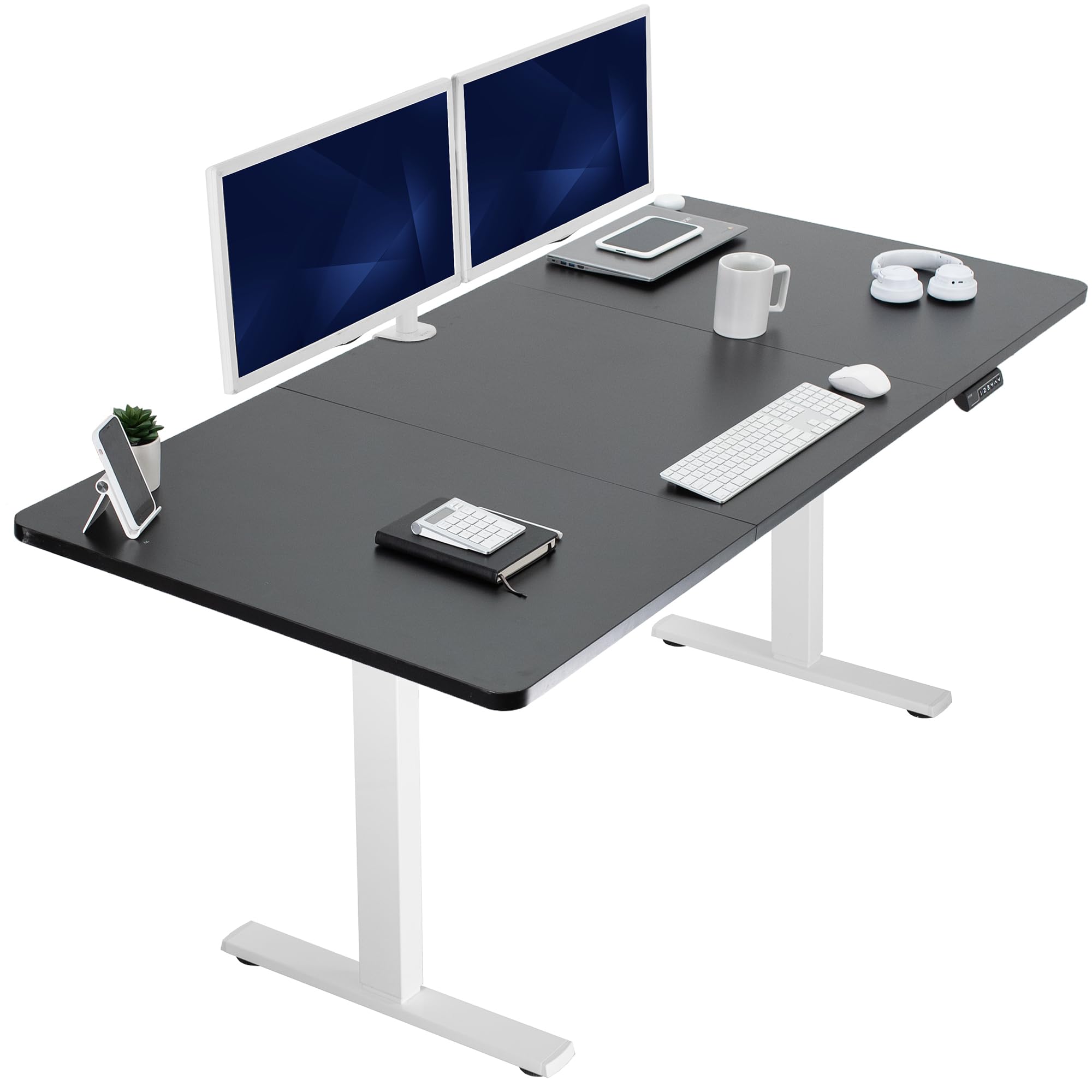 VIVO Electric 71 x 36 in Standing Desk, Memory Height Adjustment, 1B Series, Holds 220 lbs, Black Top White Frame, DESK-KIT-1W7B