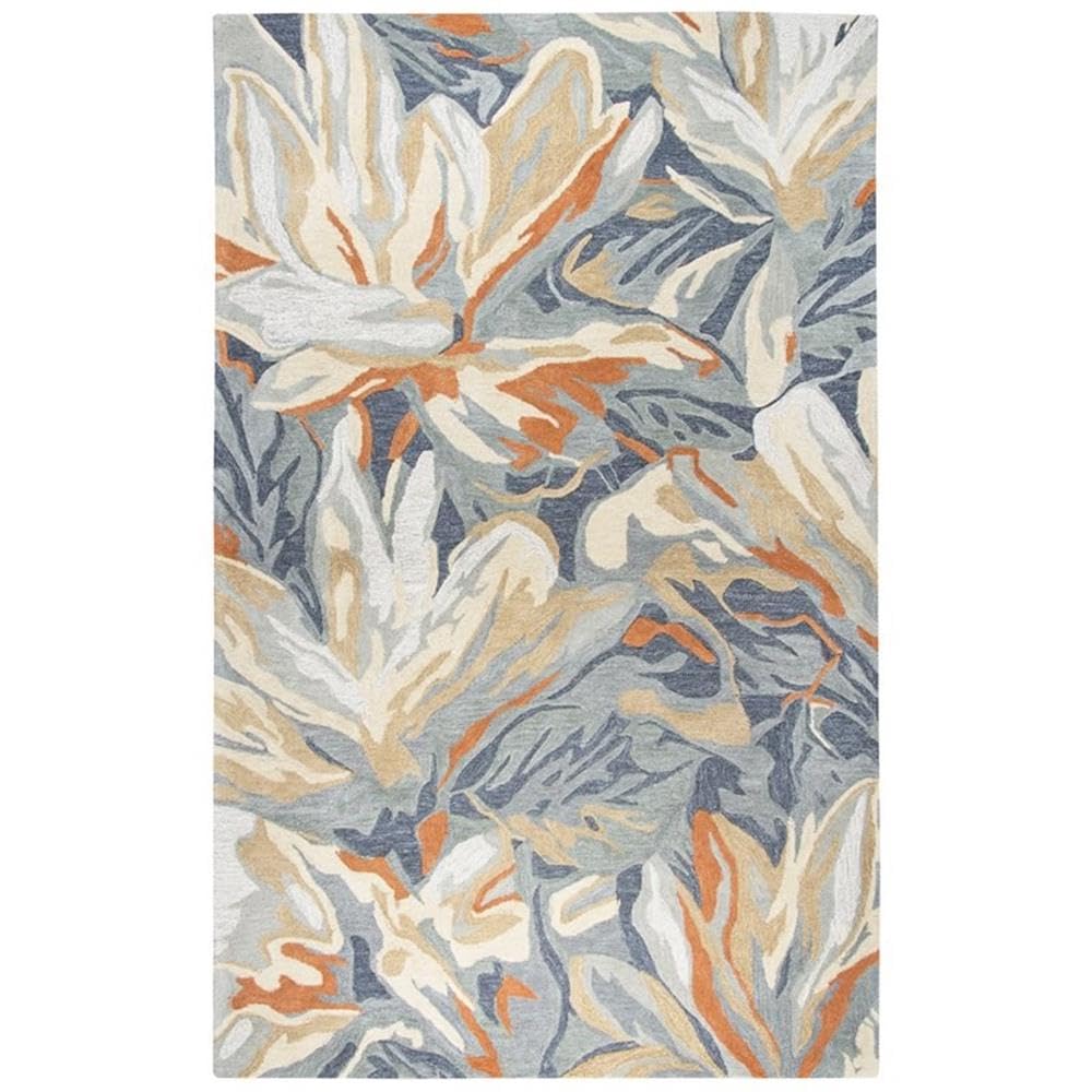 Rizzy Home Alora Decor Lapis 9' X 12' Floral Blue/Gray/Beige/Orange Hand-Tufted Area Rug