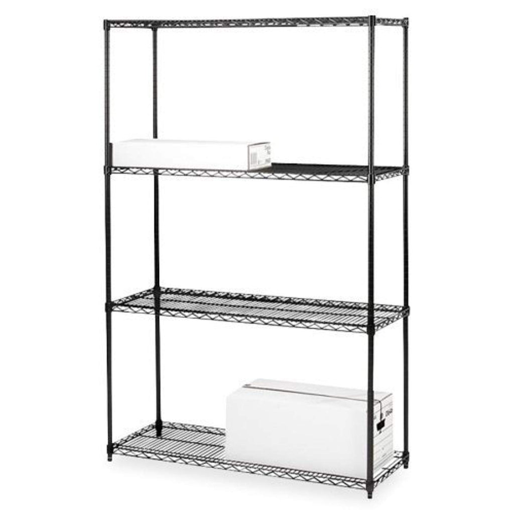 Lorell Starter Shelving Unit, 4 Shelves/4 Posts, 36 By 18 By 72-Inch, Black