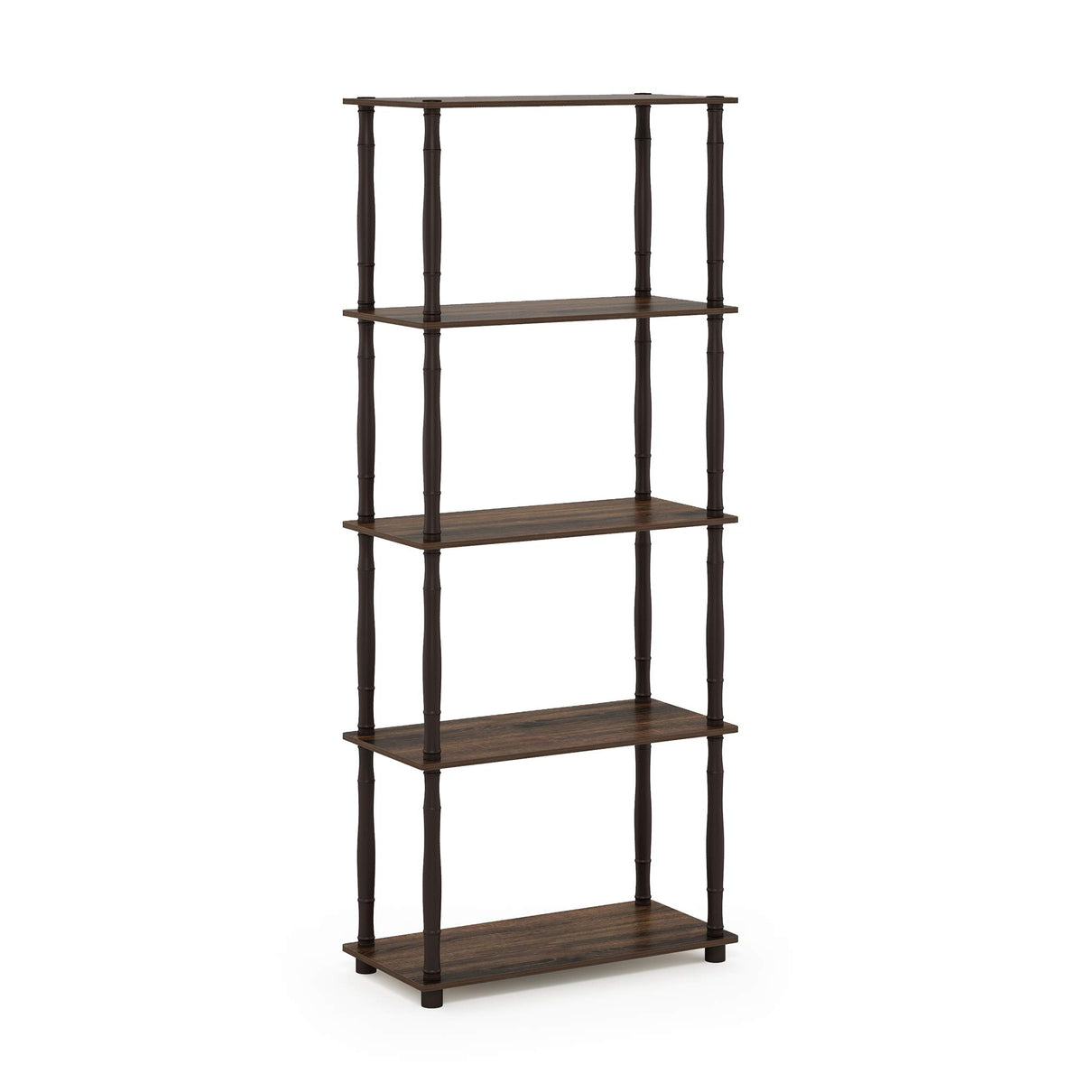 Furinno Turn-N-Tube 5-Tier Multipurpose Shelf / Display Rack / Storage Shelf / Bookshelf, Classic Tubes, Walnut/Brown