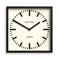 JONES CLOCKS Box Wall Clock - Square Station Dial - Kitchen Office D  cor - 9.8 x 9.8in - Black