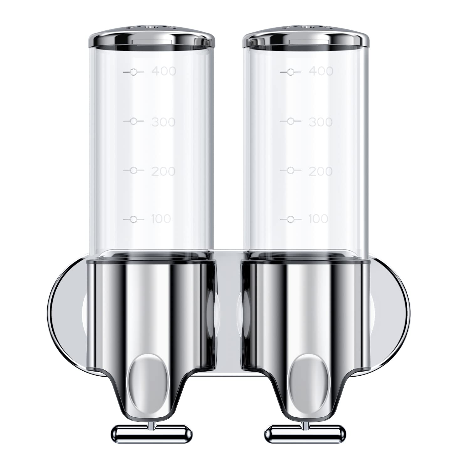 YIAOZ 2 in 1 Chamber Wall Mounted Bathroom Shower Pump Dispenser and Organizer,with Waterproof Label-Holds Shampoo,Conditioner,S