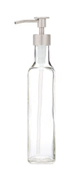 Rail19 French Vessel Glass Soap Dispenser with Metal Pump - Refillable Hand Soap, Lotion & Sanitizer for Sinks and Small Counter