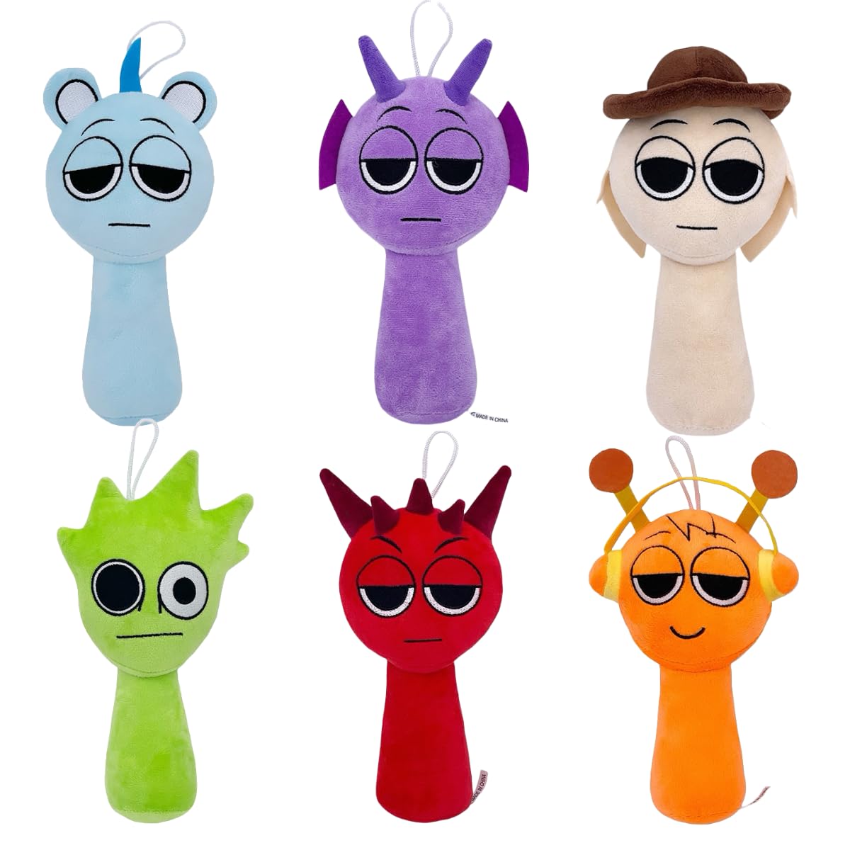 Sprunki Plush,10In Sprunki Game Plush, Realistic Cute Soft Stuffed Animal Doll Pillos Game Fans Boy Girl Kids(Sprunki-6Pcs-1)