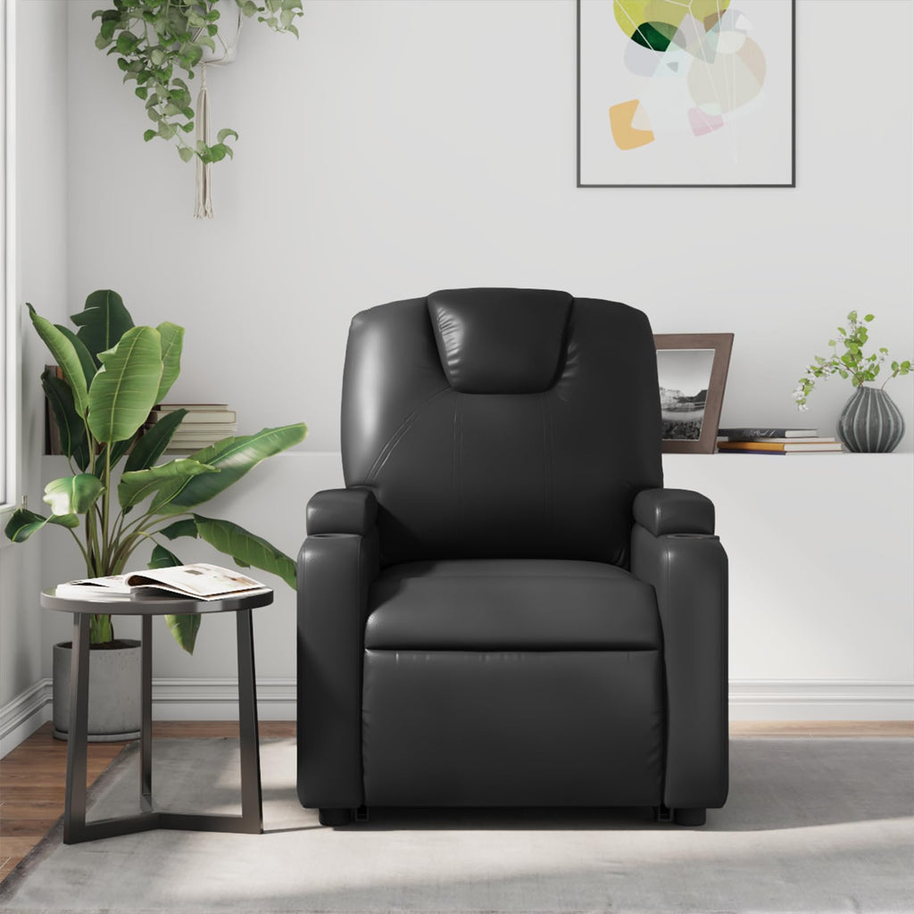 vidaXL Manual Recliner Chair for Living Room, Adjustable Recliner with Padded Seat & Backrest, Home Theater Seating with Side Pocket & Cup Holders, Cream Leather