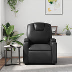 vidaXL Manual Recliner Chair for Living Room, Adjustable Recliner with Padded Seat & Backrest, Home Theater Seating with Side Pocket & Cup Holders, Cream Leather