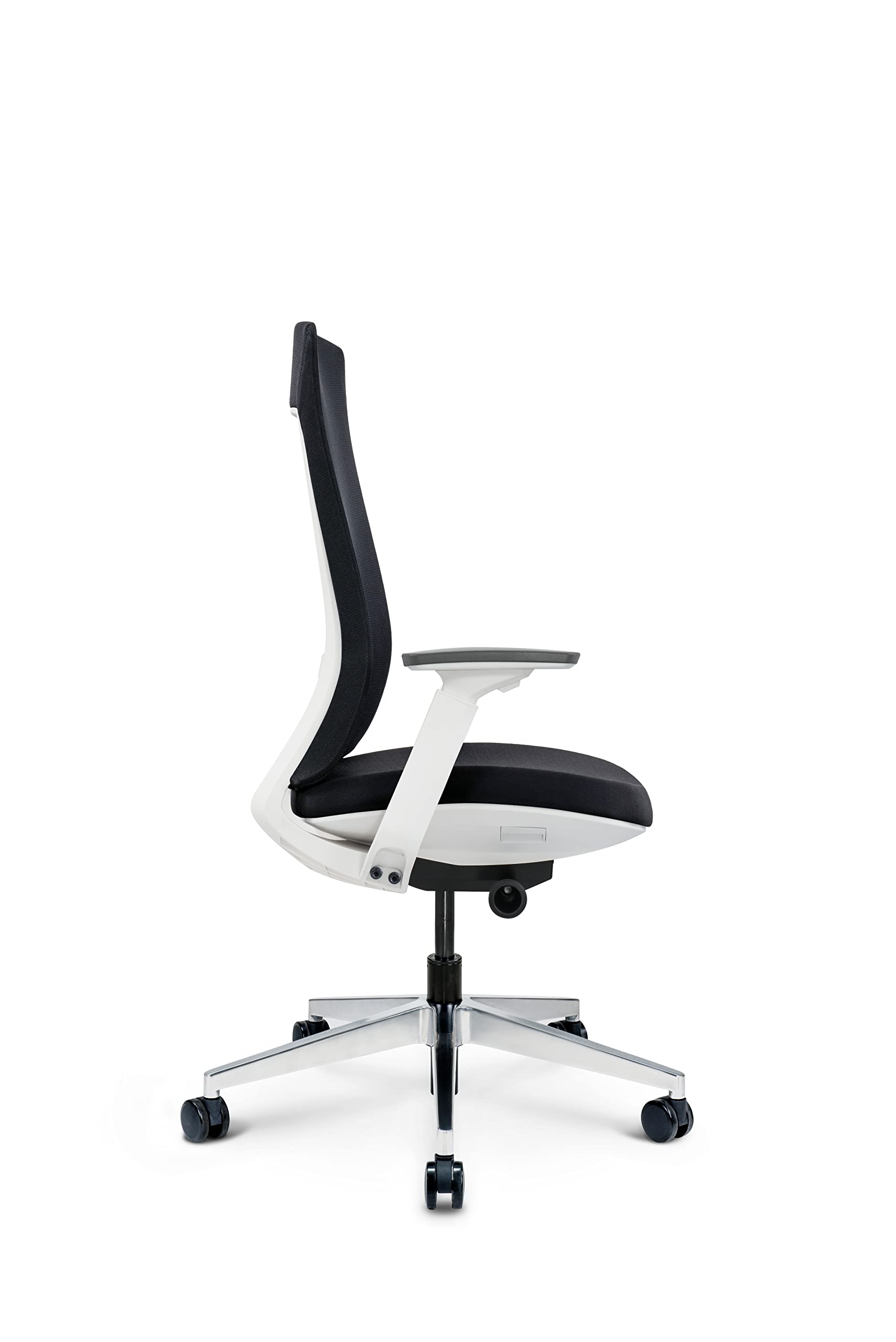 Ergohuman Elevate Black Mesh Back With Black Fabric Seat, Weight Balance, Tilt And Height Adjustment, Office Desk Chair (White Frame)