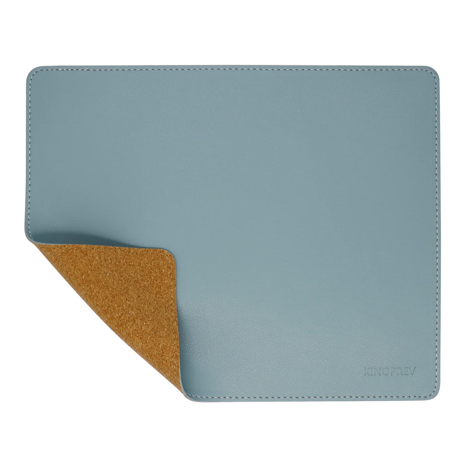 Kinoprev Leather Mouse Pad - Wood Mouse Pad With Stitched Edge,Pu Non-Slip Mouse Pad,Double Side Mousepad,Waterproof Gaming Mous