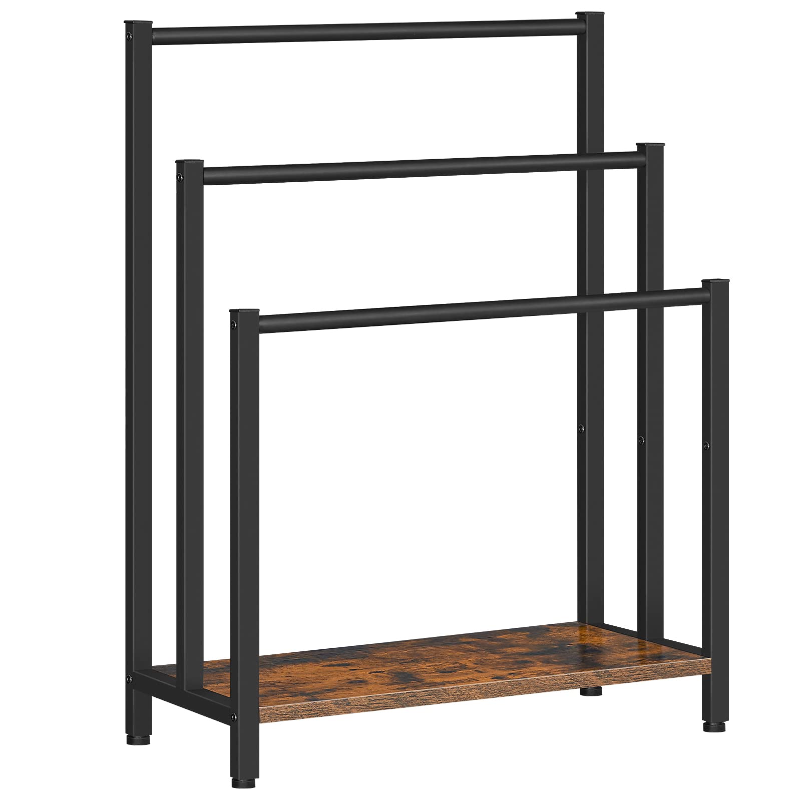 HOOBRO Free Standing Towel Rack, 3 Tier Blanket Rack, Blanket Holder for Bathroom, 23.6 L x 11 W x 31.9 H, Industrial Metal Dryi
