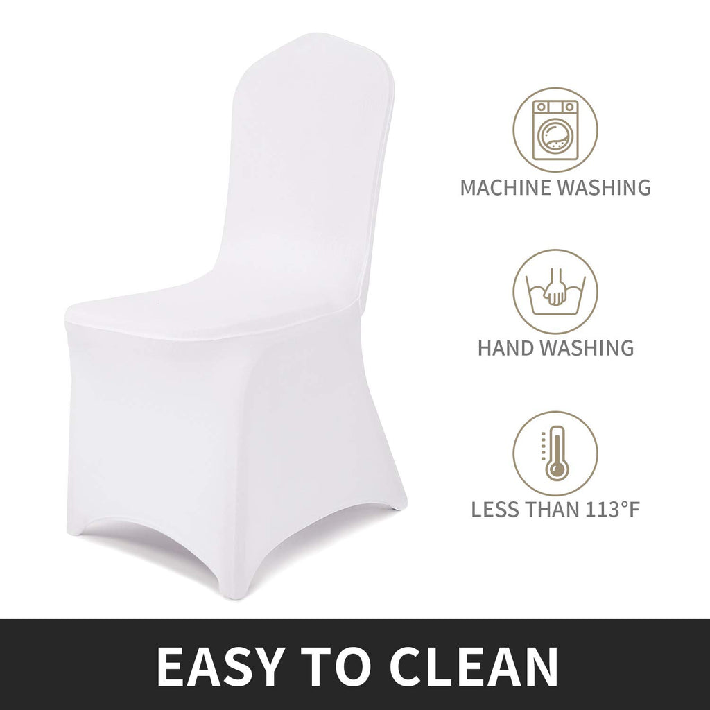 Peomeise Stretch Spandex Chair Cover For Wedding Party Dining Banquet Event (White, 25)