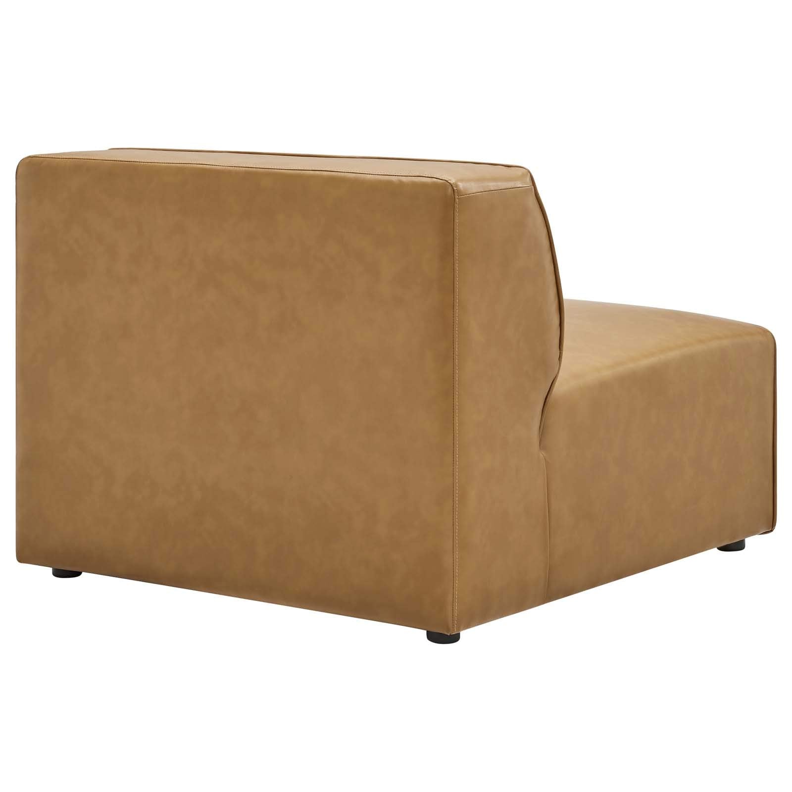 Modway Mingle Vegan Leather Sectional Sofa Armless Chair in Tan