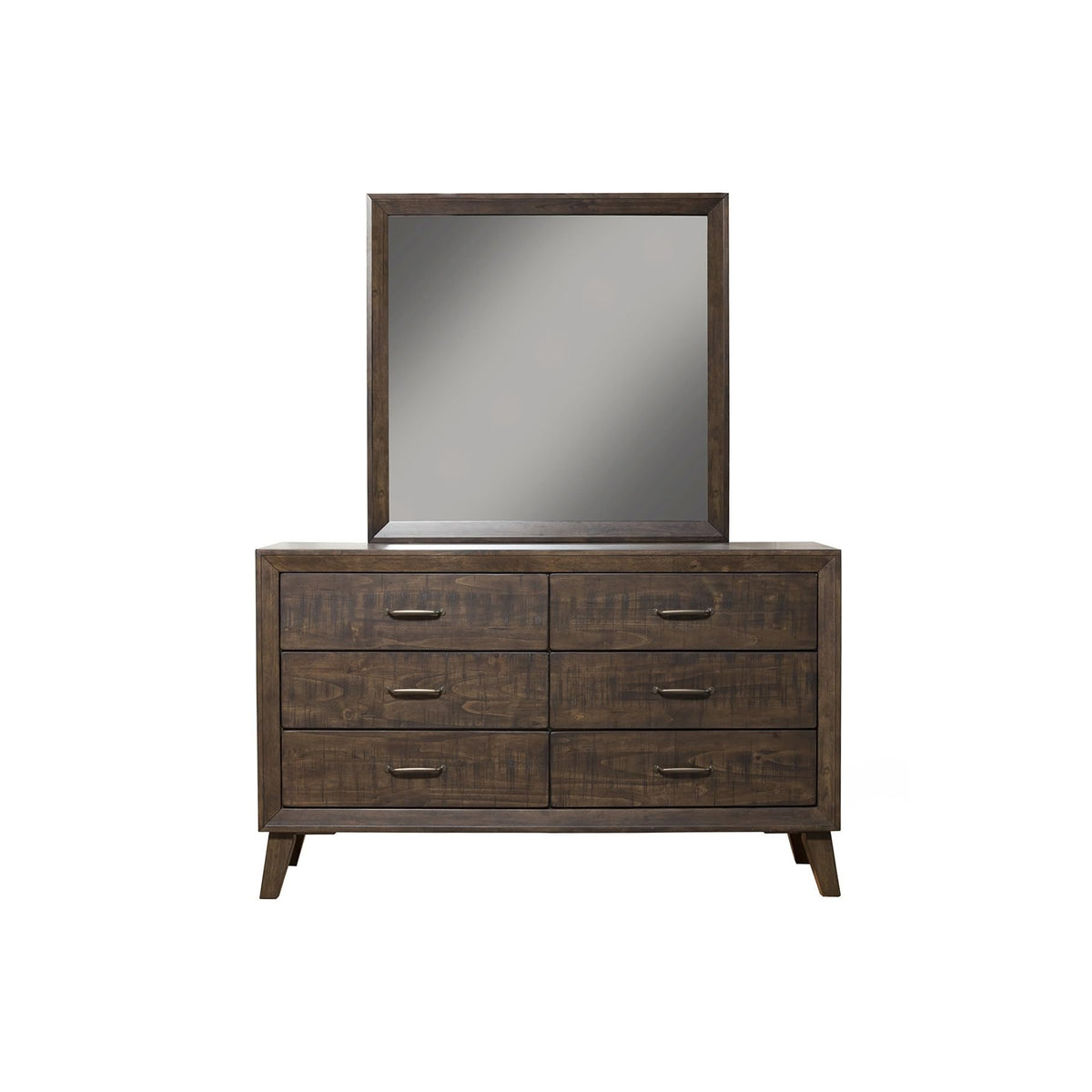 Alpine Furniture Alcott Wood Mirror in Tobacco (Brown)