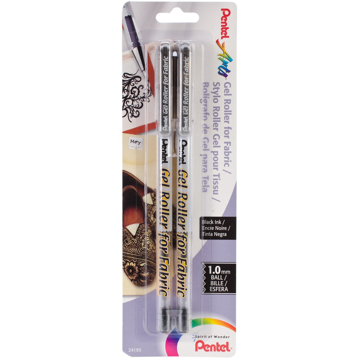 Gel Roller Fabric Pens 1Mm 2/Pkg-Black
