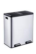 The Step N Sort 18.5 Gallon Extra Large Capacity, Soft-Step, Dual Trash and Recycling Bin with Removable Inner Bins, Silver