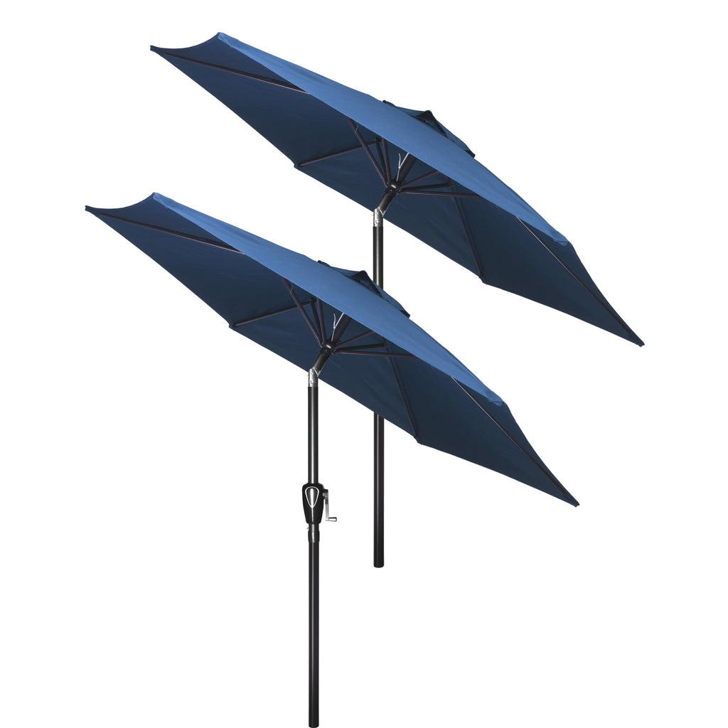 Simple Deluxe 2 Pack 7.5' Patio Umbrella Outdoor Table Market Yard Umbrella With 6 Sturdy Ribs For Backyard, Pool, Garden, Deck, Blue