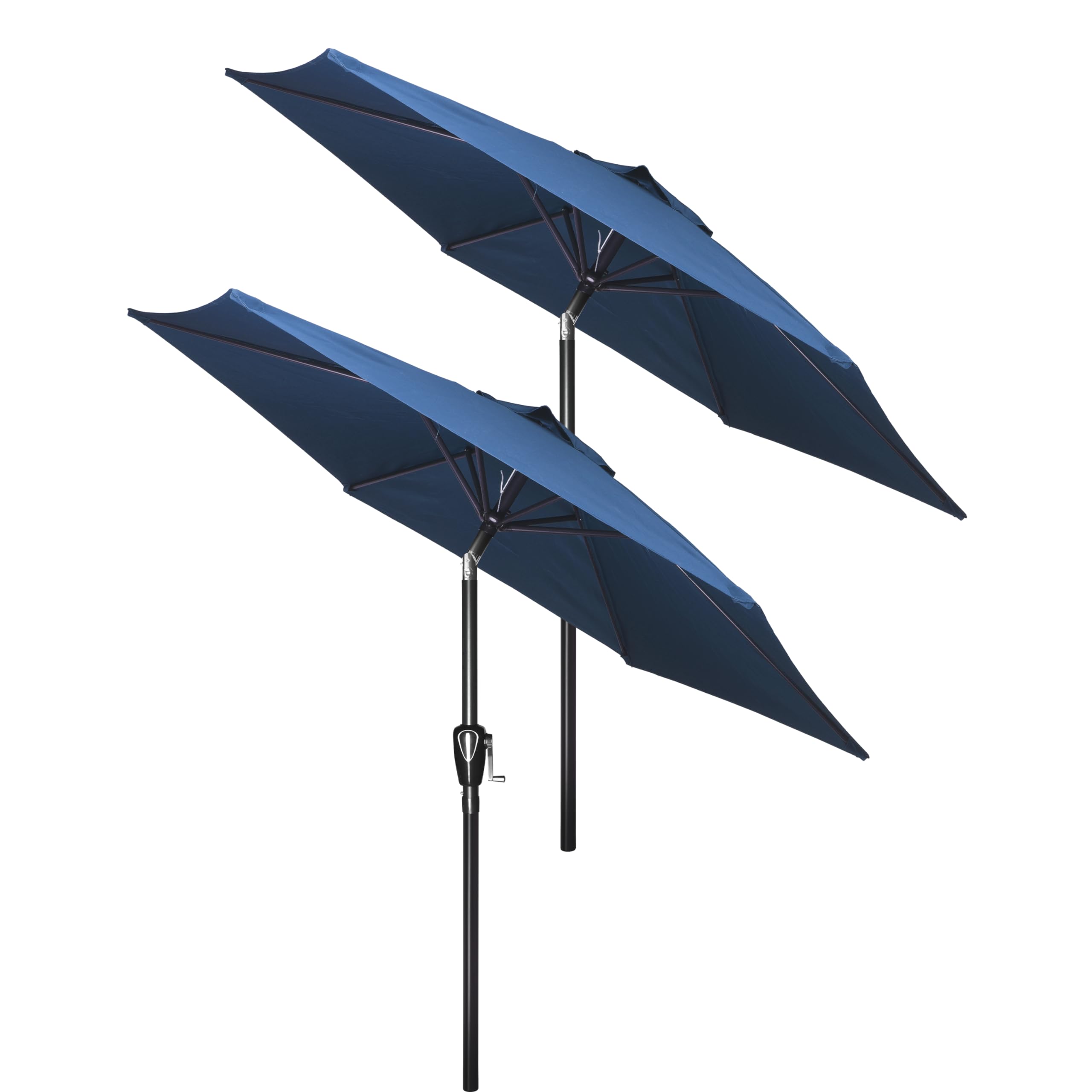 Simple Deluxe 2 Pack 7.5' Patio Umbrella Outdoor Table Market Yard Umbrella With 6 Sturdy Ribs For Backyard, Pool, Garden, Deck, Blue