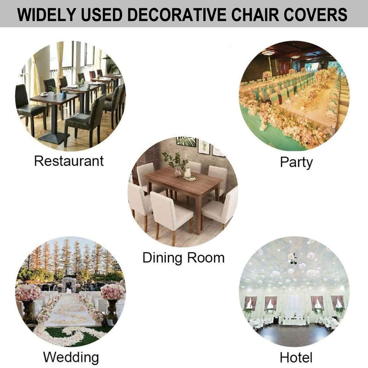 Hzdhclh Grey Chair Covers For Dining Room 6 Pack,Stretch Spandex Parsons Chair Slipcover Set Of 6,Washable Anti-Dust Chair Seat