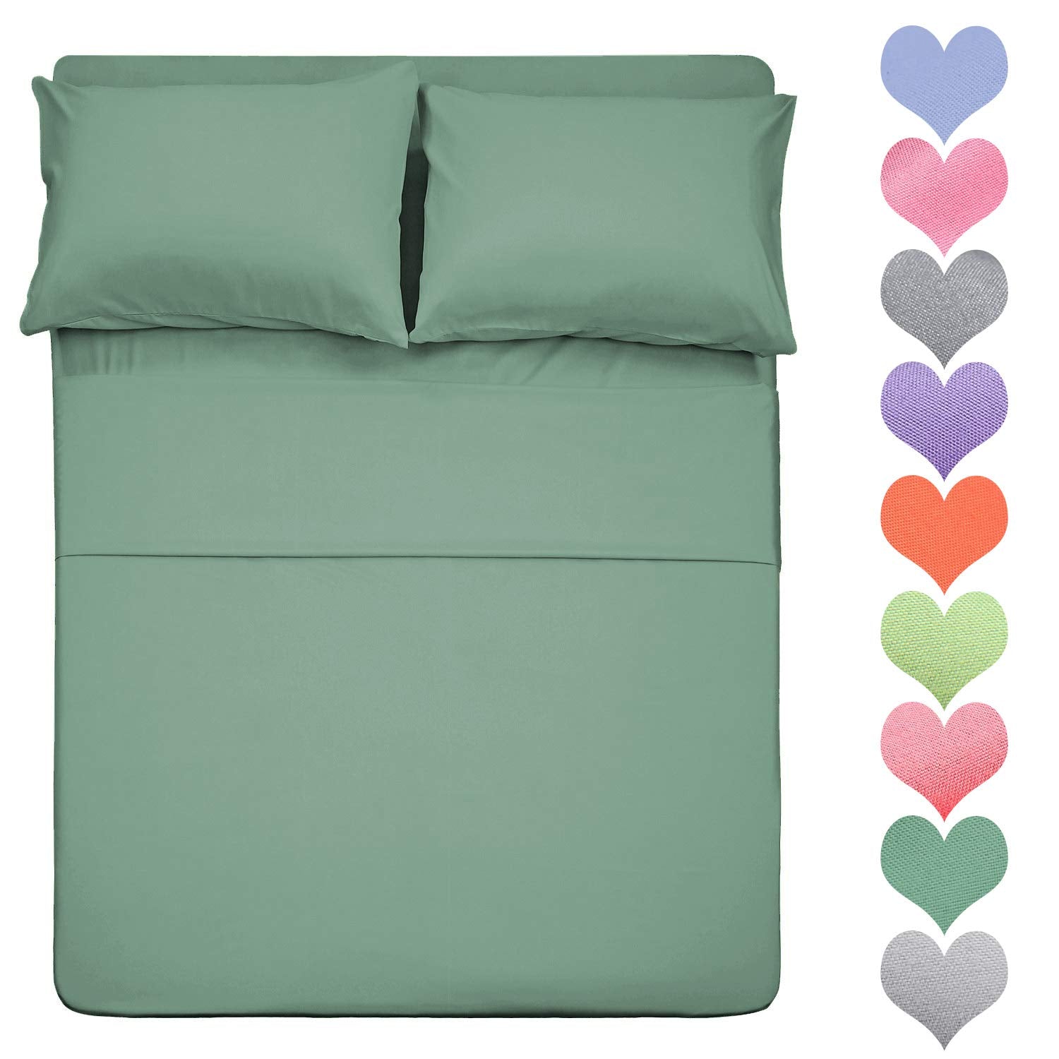 Best Season 400 Thread Count Cotton Full Size Sheet Set (Sage Color) 4 Piece - 100% Long Staple Cotton Sheets Set, Soft Cotton B